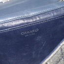 CHANEL Choco Bar Shoulder Bag Canvas Gray Silver CC Auth 187921V-14