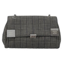 CHANEL Choco Bar Shoulder Bag Canvas Gray Silver CC Auth 187921V-2
