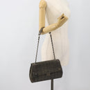 CHANEL Choco Bar Shoulder Bag Canvas Gray Silver CC Auth 187921V-22