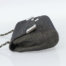 CHANEL Choco Bar Shoulder Bag Canvas Gray Silver CC Auth 187921V-4