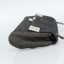 CHANEL Choco Bar Shoulder Bag Canvas Gray Silver CC Auth 187921V-5