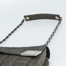 CHANEL Choco Bar Shoulder Bag Canvas Gray Silver CC Auth 187921V-8