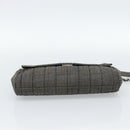 CHANEL Choco Bar Shoulder Bag Canvas Gray Silver CC Auth 187921V-9