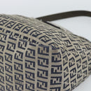 FENDI Mamma Baguette Zucchino Canvas Shoulder Bag Navy Silver Auth 187922V-10