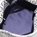 FENDI Mamma Baguette Zucchino Canvas Shoulder Bag Navy Silver Auth 187922V-16