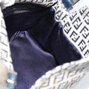 FENDI Mamma Baguette Zucchino Canvas Shoulder Bag Navy Silver Auth 187922V-17