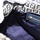 FENDI Mamma Baguette Zucchino Canvas Shoulder Bag Navy Silver Auth 187922V-18
