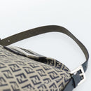 FENDI Mamma Baguette Zucchino Canvas Shoulder Bag Navy Silver Auth 187922V-8