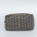 FENDI Mamma Baguette Zucchino Canvas Shoulder Bag Navy Silver Auth 187922V-9