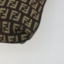 FENDI Mamma Baguette Zucchino Canvas Shoulder Bag Brown Silver Auth 187923A-10