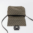 FENDI Mamma Baguette Zucchino Canvas Shoulder Bag Brown Silver Auth 187923A-15