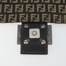 FENDI Mamma Baguette Zucchino Canvas Shoulder Bag Brown Silver Auth 187923A-16
