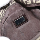 FENDI Mamma Baguette Zucchino Canvas Shoulder Bag Brown Silver Auth 187923A-17