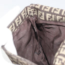 FENDI Mamma Baguette Zucchino Canvas Shoulder Bag Brown Silver Auth 187923A-20