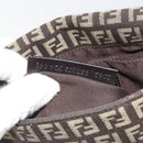 FENDI Mamma Baguette Zucchino Canvas Shoulder Bag Brown Silver Auth 187923A-22