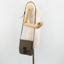 FENDI Mamma Baguette Zucchino Canvas Shoulder Bag Brown Silver Auth 187923A-23
