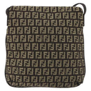 FENDI Mamma Baguette Zucchino Canvas Shoulder Bag Brown Silver Auth 187923A-3