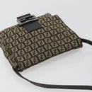 FENDI Mamma Baguette Zucchino Canvas Shoulder Bag Brown Silver Auth 187923A-6