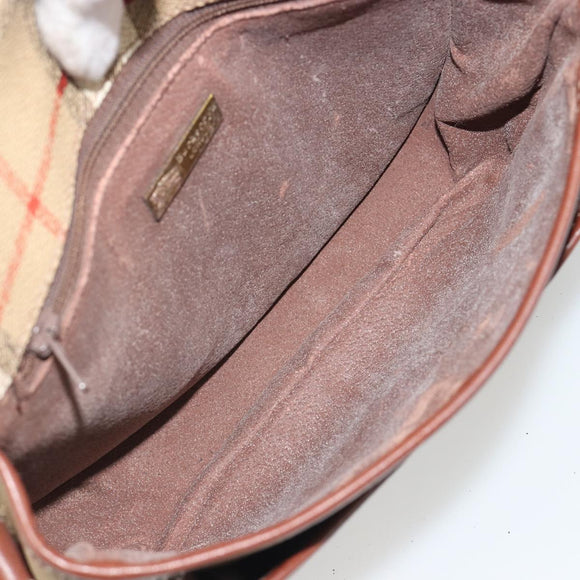Burberrys Nova Check Shoulder Bag PVC Beige Gold Auth 187924