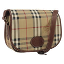 Burberrys Nova Check Shoulder Bag PVC Beige Gold Auth 187924-1