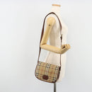 Burberrys Nova Check Shoulder Bag PVC Beige Gold Auth 187924-23