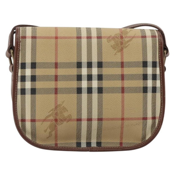 Burberrys Nova Check Shoulder Bag PVC Beige Gold Auth 187924