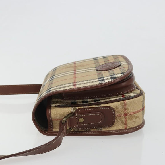 Burberrys Nova Check Shoulder Bag PVC Beige Gold Auth 187924