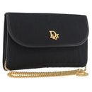 Christian Dior Trotter Canvas Chain Shoulder Bag Black Gold Auth 187926V-1