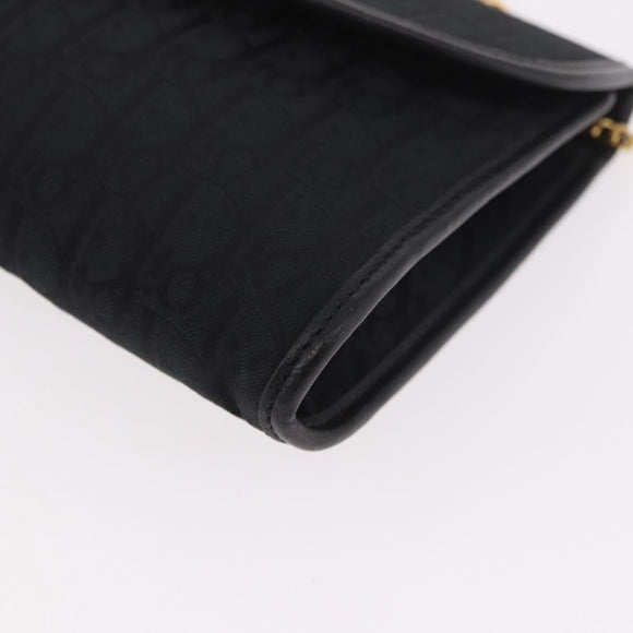 Christian Dior Trotter Canvas Chain Shoulder Bag Black Gold Auth 187926V