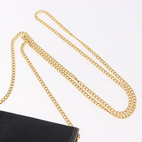 Christian Dior Trotter Canvas Chain Shoulder Bag Black Gold Auth 187926V