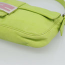 FENDI Mamma Baguette Shoulder Bag Leather Green Silver Auth 187930SAV-14