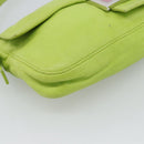 FENDI Mamma Baguette Shoulder Bag Leather Green Silver Auth 187930SAV-15