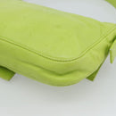 FENDI Mamma Baguette Shoulder Bag Leather Green Silver Auth 187930SAV-16