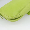 FENDI Mamma Baguette Shoulder Bag Leather Green Silver Auth 187930SAV-17