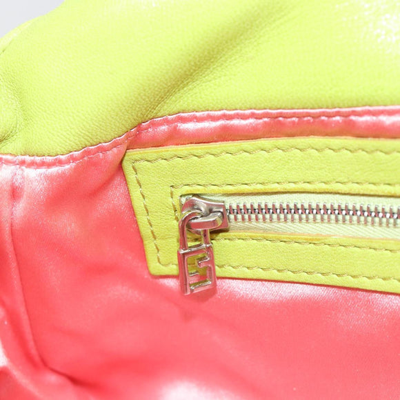 FENDI Mamma Baguette Shoulder Bag Leather Green Silver Auth 187930SAV