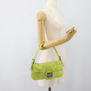 FENDI Mamma Baguette Shoulder Bag Leather Green Silver Auth 187930SAV-24