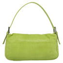 FENDI Mamma Baguette Shoulder Bag Leather Green Silver Auth 187930SAV-2