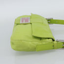 FENDI Mamma Baguette Shoulder Bag Leather Green Silver Auth 187930SAV-4