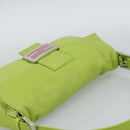 FENDI Mamma Baguette Shoulder Bag Leather Green Silver Auth 187930SAV-6