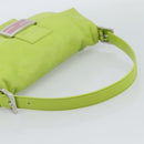 FENDI Mamma Baguette Shoulder Bag Leather Green Silver Auth 187930SAV-7
