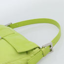 FENDI Mamma Baguette Shoulder Bag Leather Green Silver Auth 187930SAV-8