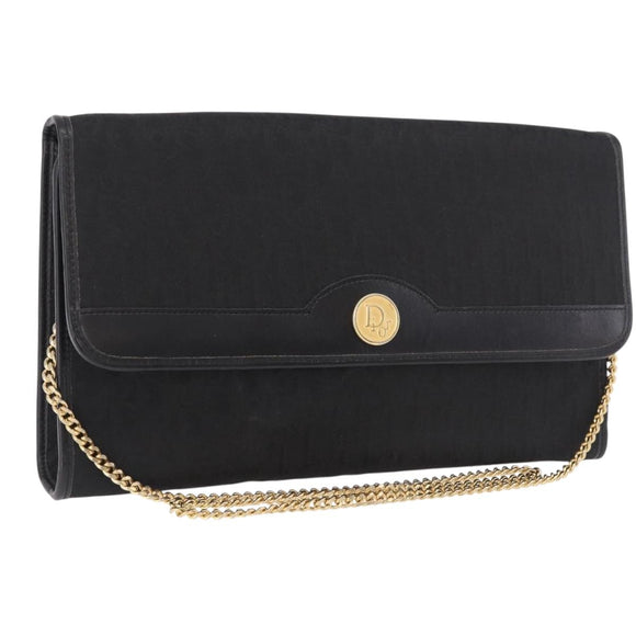 Christian Dior Trotter Chain Shoulder Bag Black Gold Auth 187932V