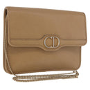 Christian Dior Chain Shoulder Bag Leather Beige Gold Auth 187941-1