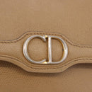 Christian Dior Chain Shoulder Bag Leather Beige Gold Auth 187941-17