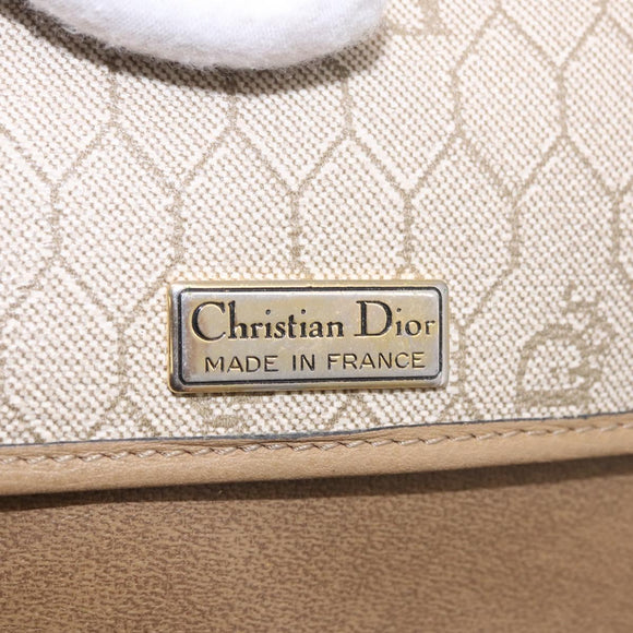 Christian Dior Chain Shoulder Bag Leather Beige Gold Auth 187941