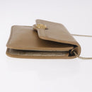 Christian Dior Chain Shoulder Bag Leather Beige Gold Auth 187941-3