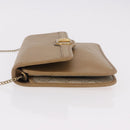 Christian Dior Chain Shoulder Bag Leather Beige Gold Auth 187941-4