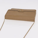 Christian Dior Chain Shoulder Bag Leather Beige Gold Auth 187941-6