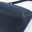 FENDI Mamma Baguette Shoulder Bag Canvas Navy Silver Auth 187955V-9