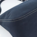 FENDI Mamma Baguette Shoulder Bag Canvas Navy Silver Auth 187955V-14